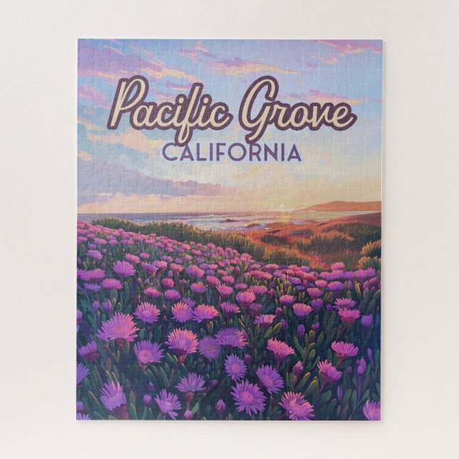 Pacific Grove California Monterey Magic Purple Jigsaw Puzzle (Vertical)