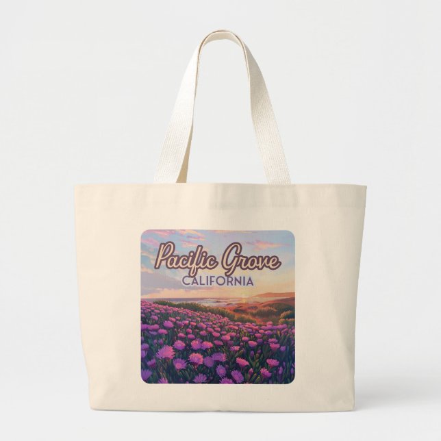 Pacific Grove California Monterey Magic Purple Large Tote Bag (Front)