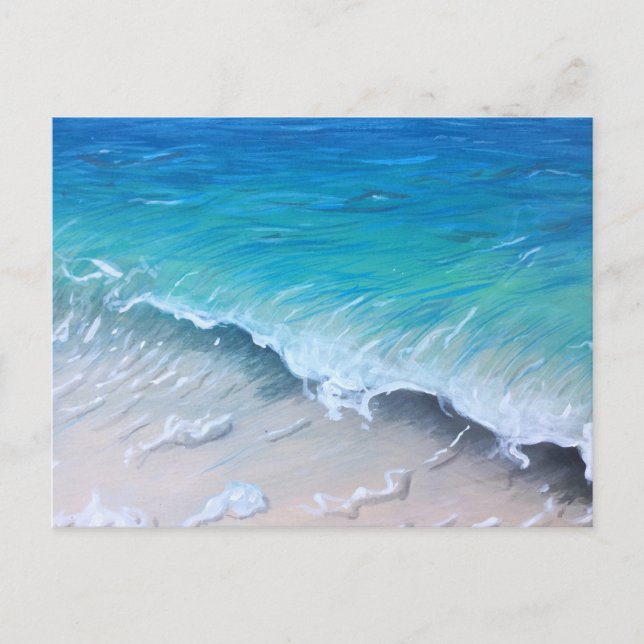 Pacific Grove Teal Wave Painting Print Postcard (Front)