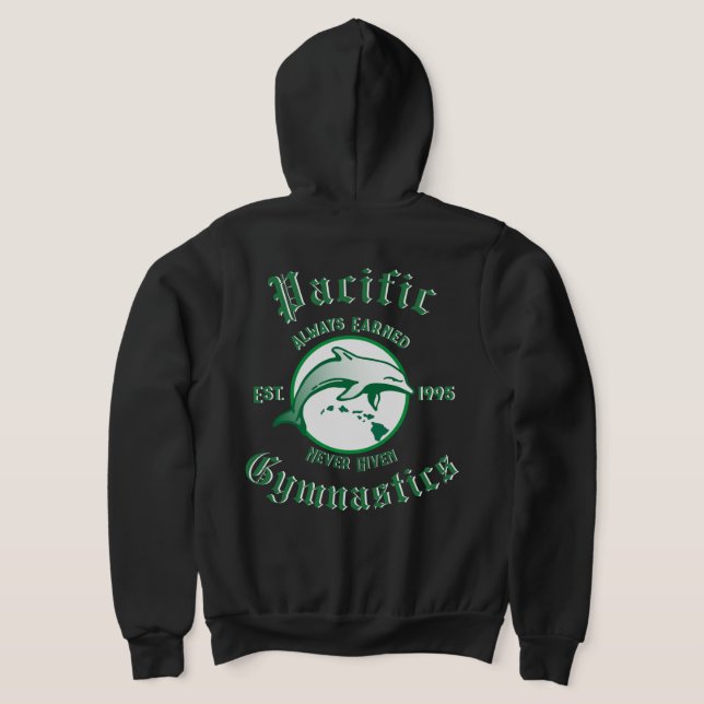 Pacific Gymnastics Black zip hoodie  (Laydown Back)