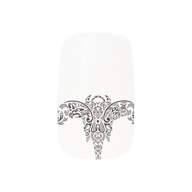 pacific island design nail art of Stingray (Left Thumb)