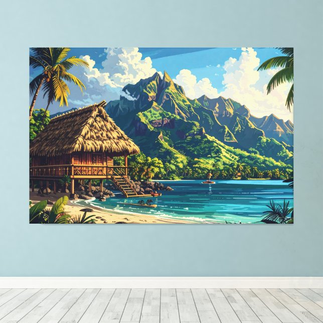 Pacific island landscape 002 canvas print (Insitu(Wood Floor))