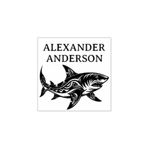 Pacific Island Shark Personalize Rubber Stamp