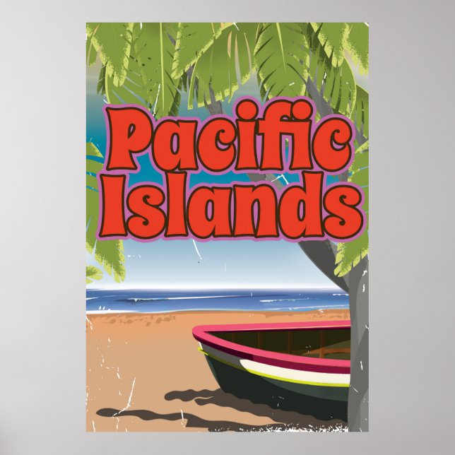 Pacific Islands Vintage vacation art Poster (Front)