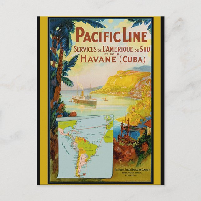 Pacific Line Vintage Travel Postcard (Front)