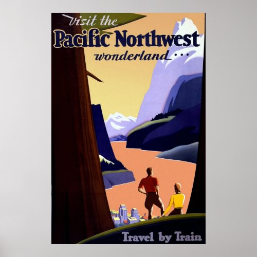 Pacific North West Vintage Travel Poster