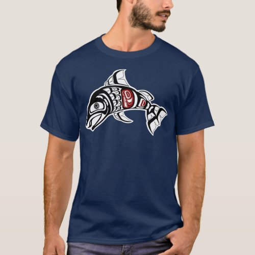 Pacific Northwest Coast Salmon design fish native  T_Shirt