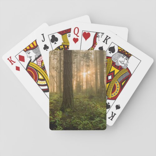 Pacific Northwest Forest  Foggy Morning Playing Cards