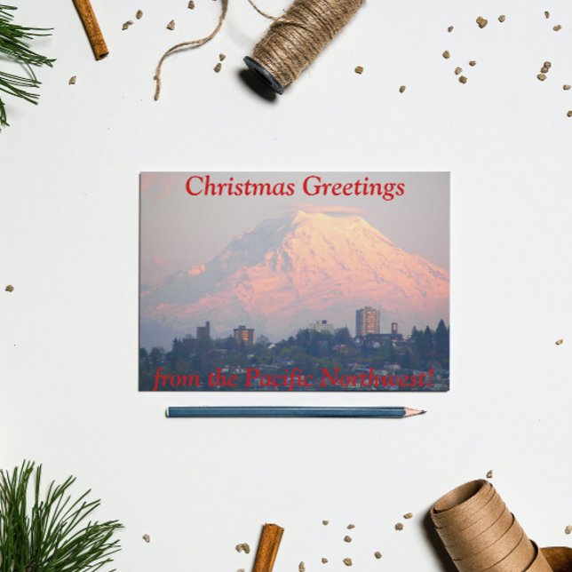 Pacific Northwest Mountain Christmas Holiday Postcard (In Situ)
