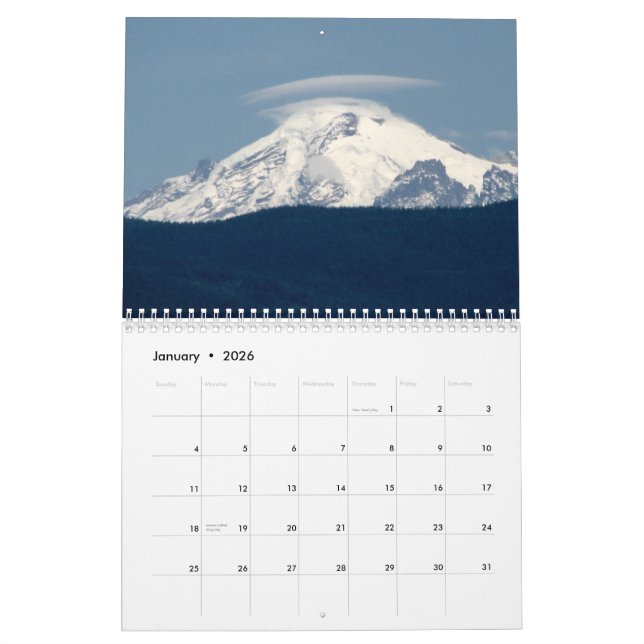 Pacific Northwest Mountains and Hills Calendar (Jan 2026)