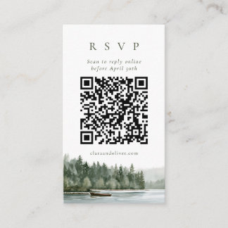 Pacific Northwest Pine Lake QR Code RSVP Card 