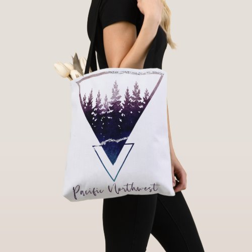 Pacific Northwest Pine Tree Silhouette Tote Bag