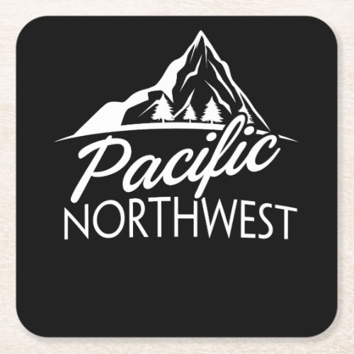 Pacific Northwest PNW Outdoors Trees Mountain Square Paper Coaster