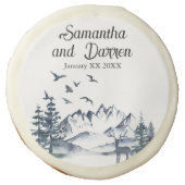 Pacific Northwest Rocky Mountains Wedding Sugar Cookie (Front)