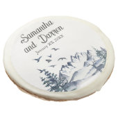 Pacific Northwest Rocky Mountains Wedding Sugar Cookie (Angled)