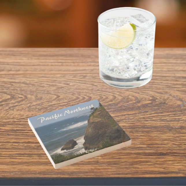 Pacific Northwest Scenic Coastline Stone Coaster (In Situ)
