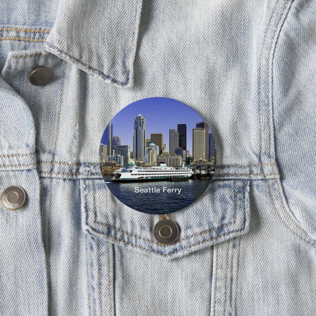 Pacific Northwest Seattle Ferry & Buildings Button (In Situ)