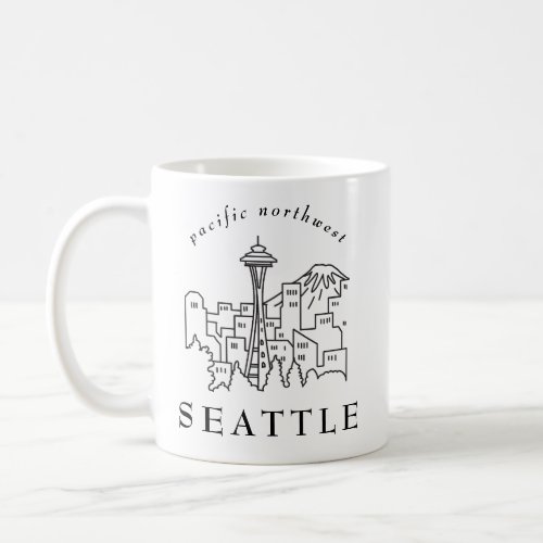 Pacific Northwest Seattle Skyline Outline Minimal Coffee Mug