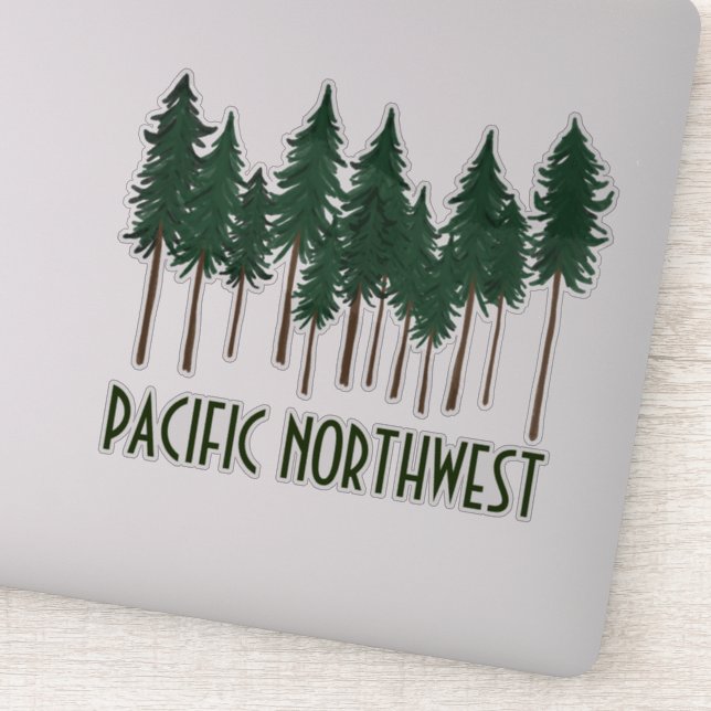 PACIFIC NORTHWEST Tall Pine Trees Forest Sticker (Detail)