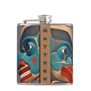 Pacific Northwest Totem Design Flask