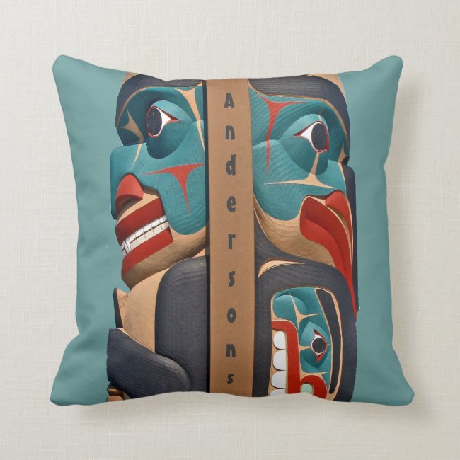 Pacific Northwest Totem Design Throw Pillow
