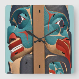 Pacific Northwest Totem Design Wall Clock