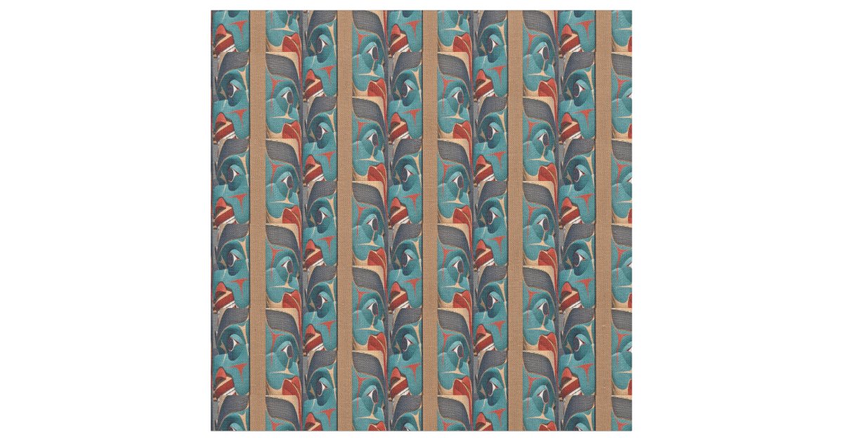 Pacific Northwest Totem Pole Design Fabric | Zazzle