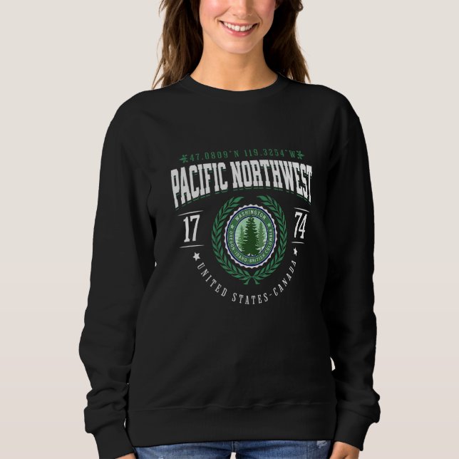 Pacific Northwest Washington Idaho Oregon Pine Tre Sweatshirt (Front)