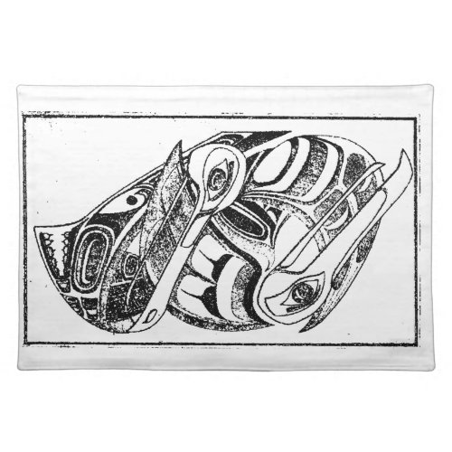 Pacific NW Coast Native Totem Raven and Seagull Cloth Placemat