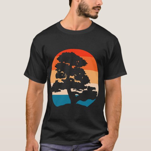 Pacific Ocean Beach Bonsai Tree Retro Vintage Bons T_Shirt