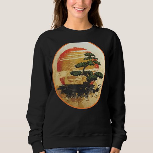 Pacific Ocean Beach Bonsai Tree Sun Retro Vintage  Sweatshirt