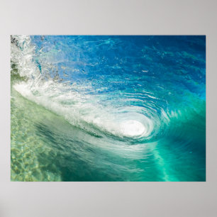 Pacific Ocean big wave barrel Poster