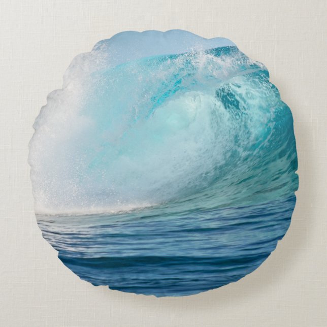 Pacific ocean big wave breaking round pillow (Front)