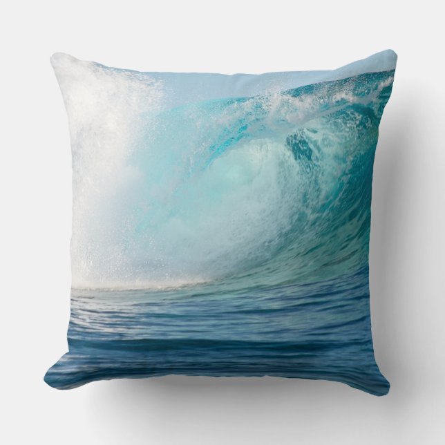 Pacific ocean big wave breaking throw pillow (Front)