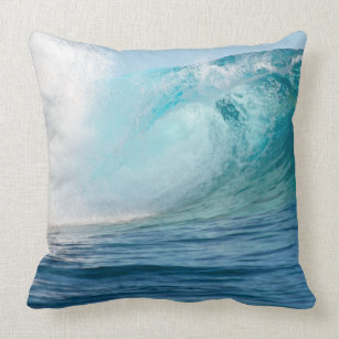 Pacific ocean big wave breaking throw pillow