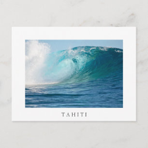 Pacific ocean big wave in Tahiti white postcard