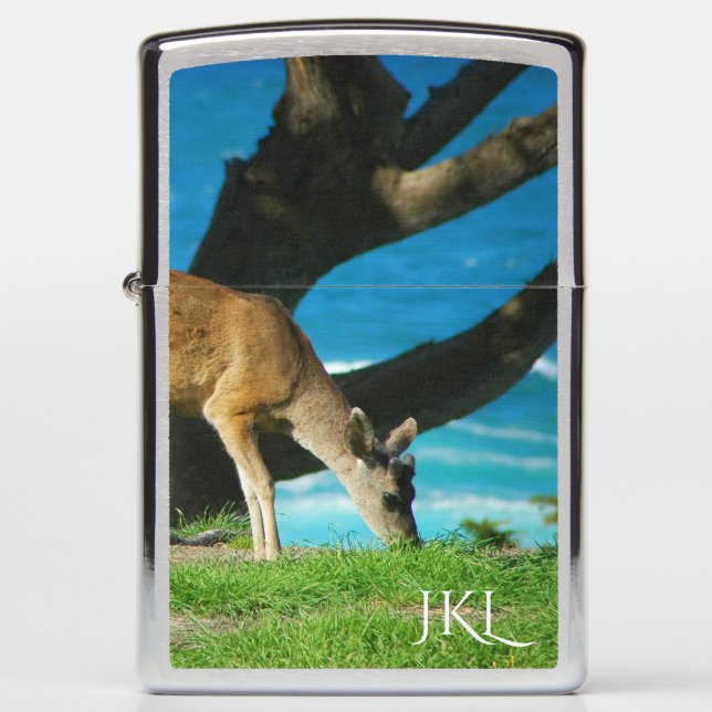 Pacific Ocean Blacktail Deer with Monogram Zippo Lighter (Front)