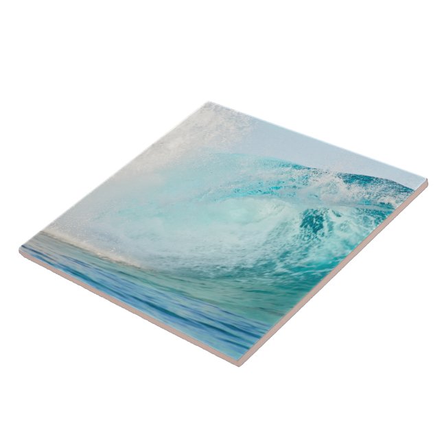 Pacific ocean blue wave breaking ceramic tile (Side)