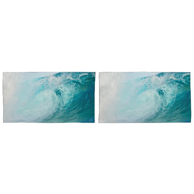 Pacific ocean blue wave breaking pillow case (Front-Set)