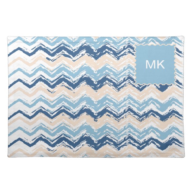 Pacific Ocean Chevron Pattern Cloth Placemat (Front)