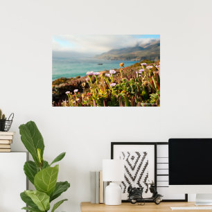 Pacific Ocean Flowers Photography Poster