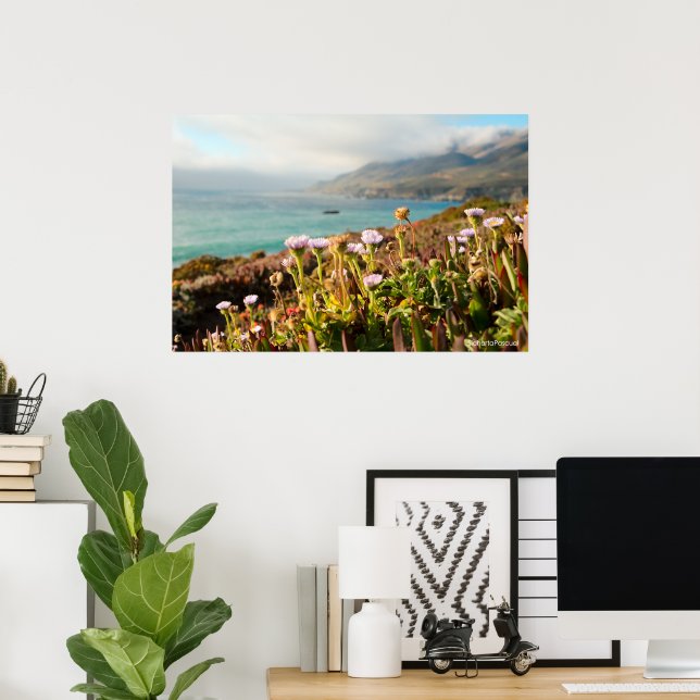 Pacific Ocean Flowers Photography Poster (Home Office)