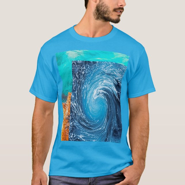 Pacific Ocean Splash Mens Teal T-Shirt (Front)