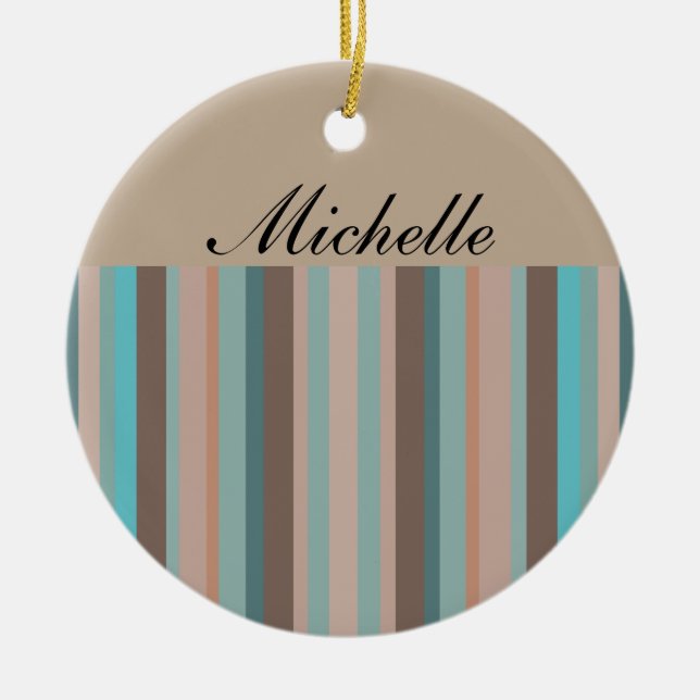 Pacific Ocean Stripes Ceramic Ornament (Front)