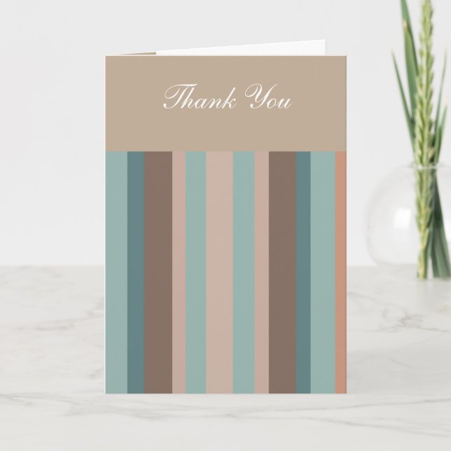 Pacific Ocean Stripes Letterpress Thank You Card (Front)