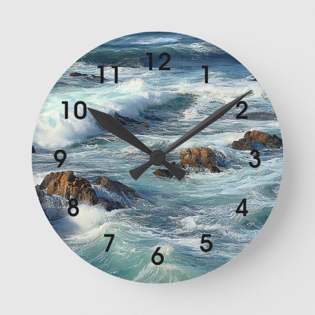 Pacific Ocean Waves Round Clock (Front)