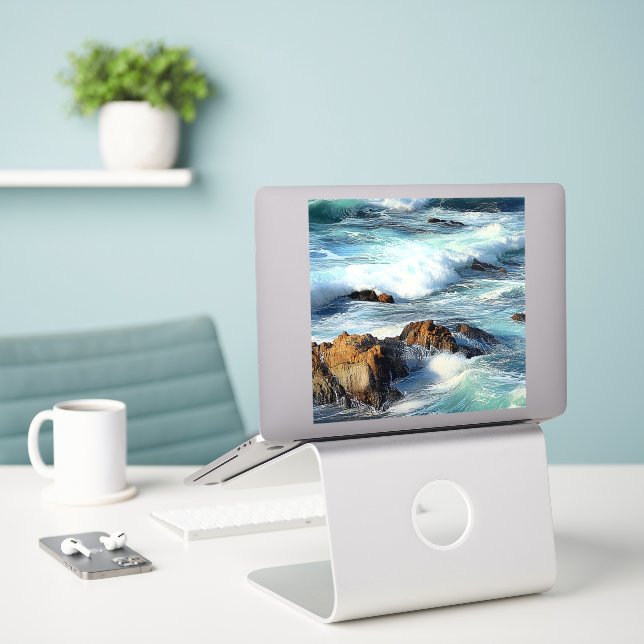 Pacific Ocean Waves Sticker (Laptop On Desk)