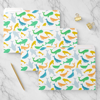 Pacific Ocean Whale Nautical Watercolor File Folder