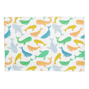 Pacific Ocean Whale Nautical Watercolor Pillow Case