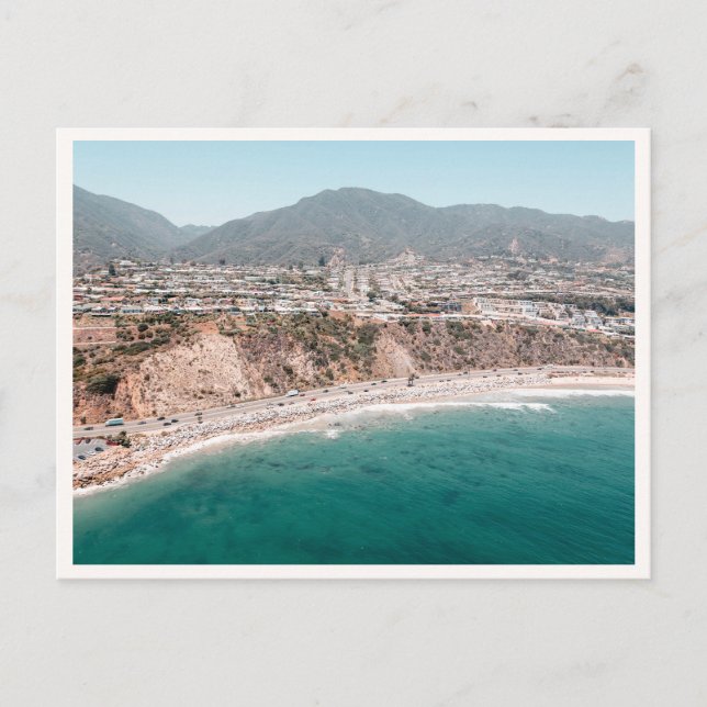 Pacific Palisades Aerial View of PCH Postcard (Front)